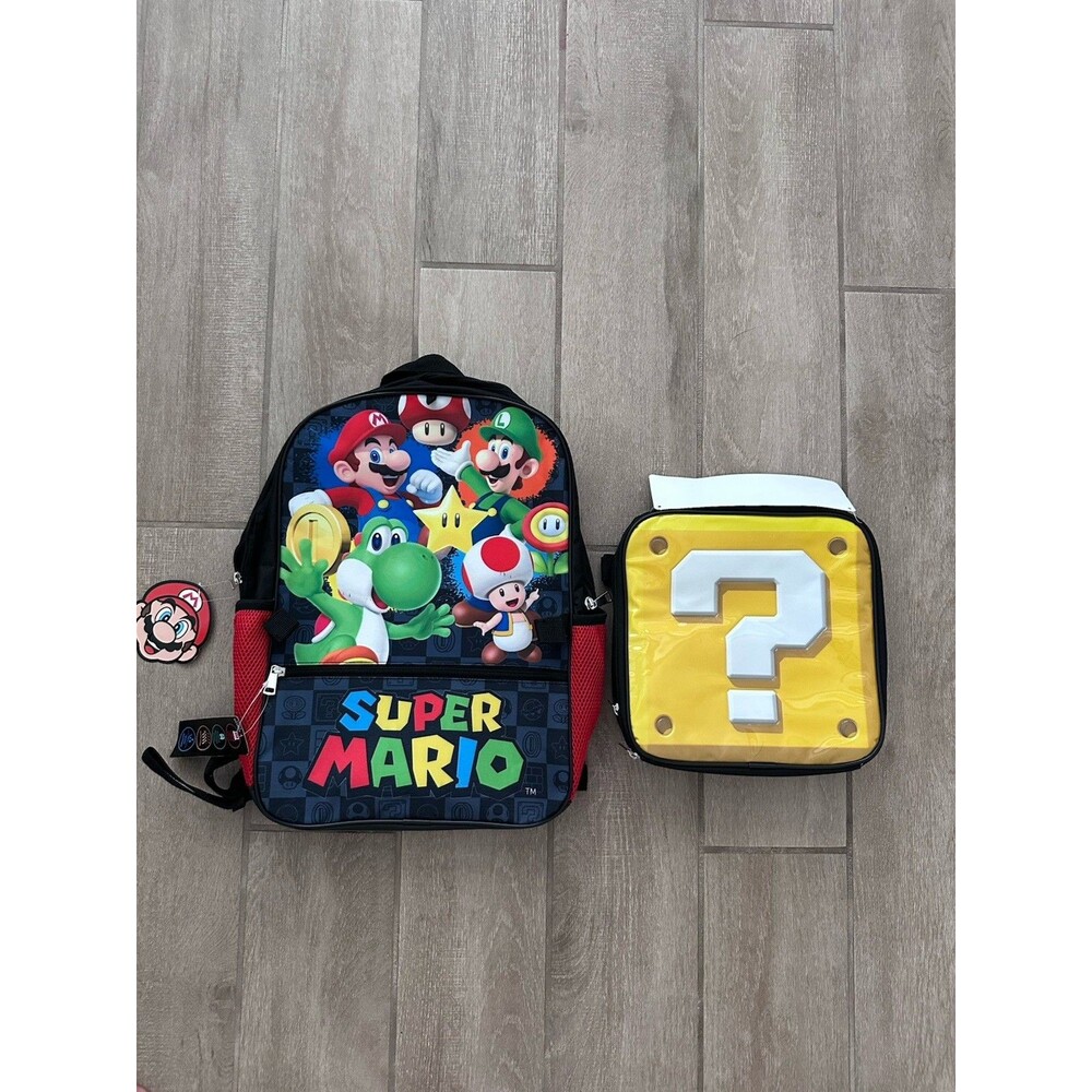 NEW 17” Super Mario Backpack and Lunch Box Kids Movie Retired Bag School